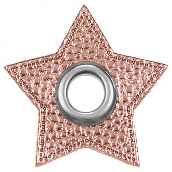 Ösen Patches für Kordeln Stern rosa metallic 
